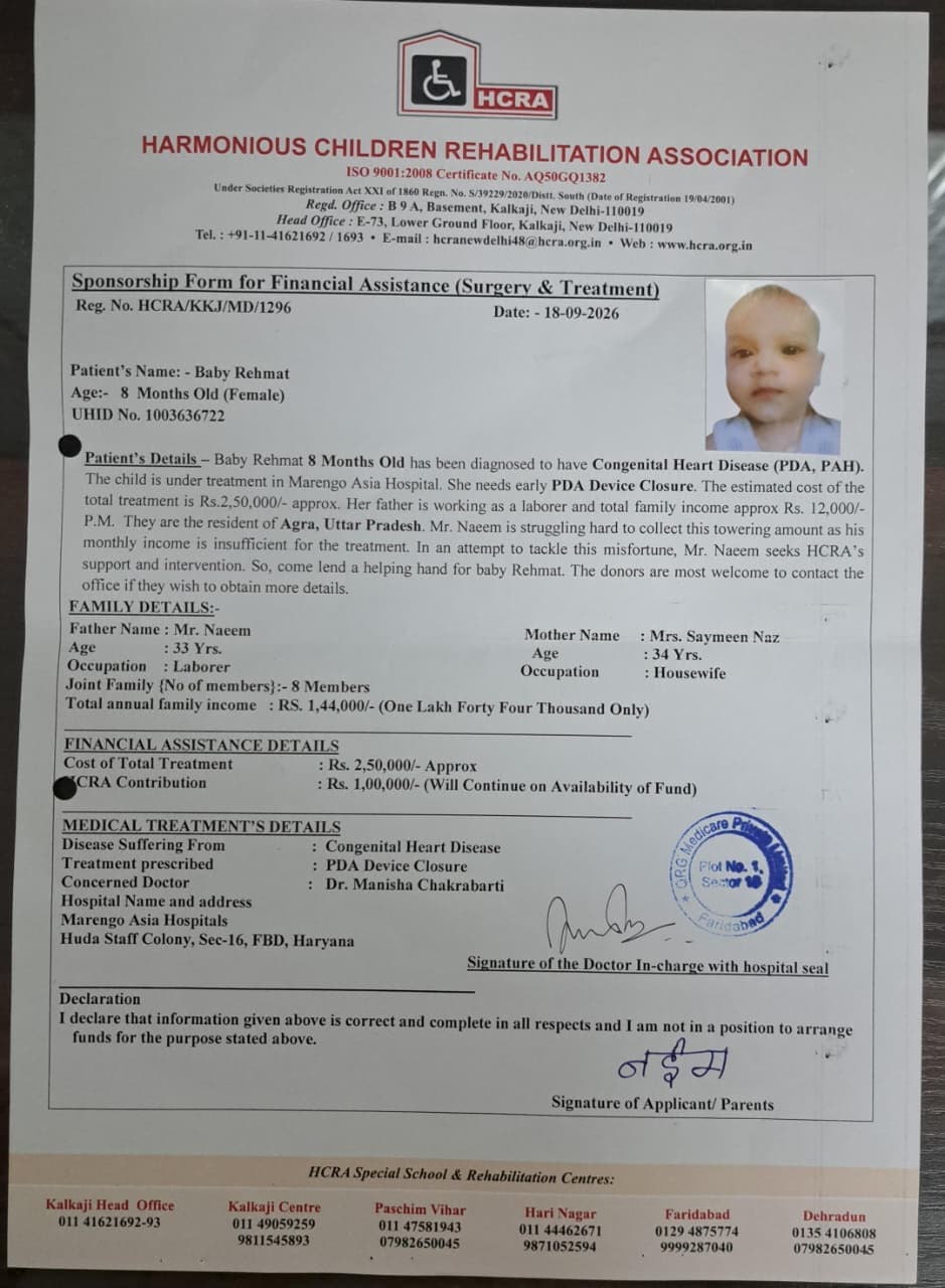Give Baby Rehmat a Fighting Chance: Sponsor Her Life-Saving Cardiac Closure